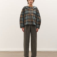 Cawley Worsted Wool Zip Up Ellie Jacket, Weathered Blues Tartan
