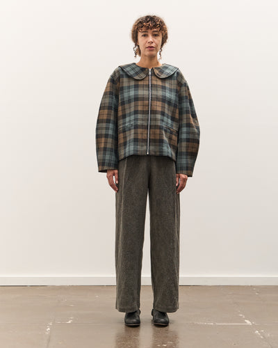 Cawley Worsted Wool Zip Up Ellie Jacket, Weathered Blues Tartan