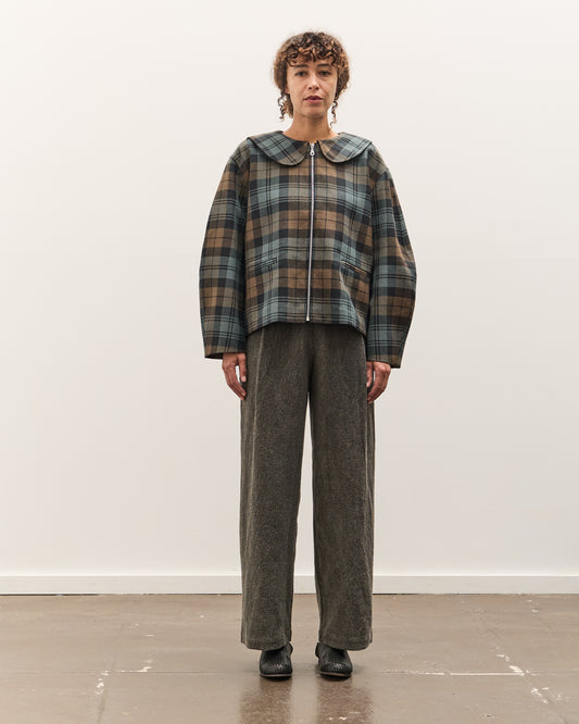 Cawley Worsted Wool Zip Up Ellie Jacket, Weathered Blues Tartan
