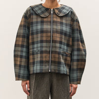Cawley Worsted Wool Zip Up Ellie Jacket, Weathered Blues Tartan