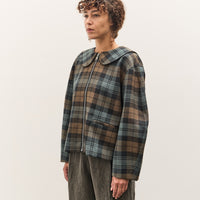 Cawley Worsted Wool Zip Up Ellie Jacket, Weathered Blues Tartan