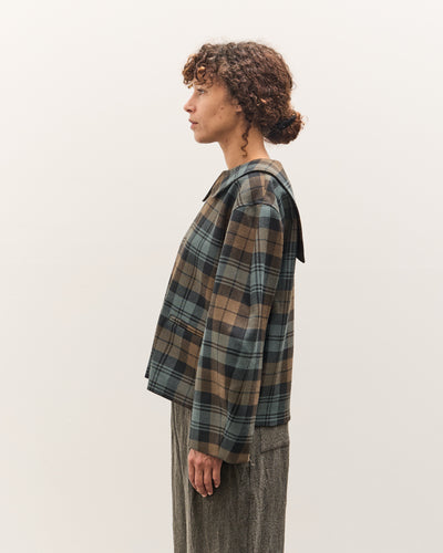 Cawley Worsted Wool Zip Up Ellie Jacket, Weathered Blues Tartan