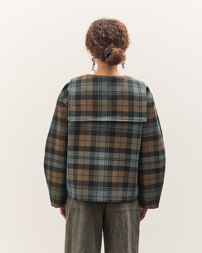 Cawley Worsted Wool Zip Up Ellie Jacket, Weathered Blues Tartan