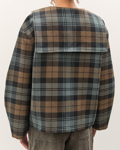 Cawley Worsted Wool Zip Up Ellie Jacket, Weathered Blues Tartan