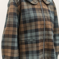 Cawley Worsted Wool Zip Up Ellie Jacket, Weathered Blues Tartan