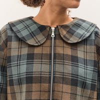Cawley Worsted Wool Zip Up Ellie Jacket, Weathered Blues Tartan