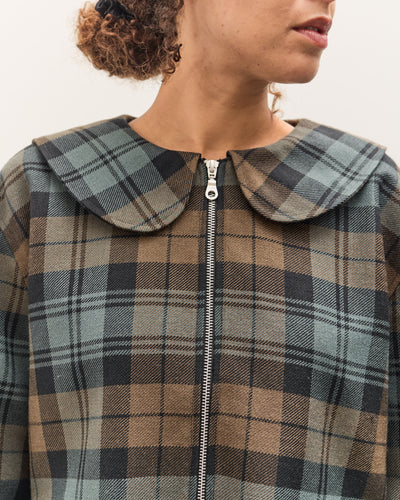 Cawley Worsted Wool Zip Up Ellie Jacket, Weathered Blues Tartan