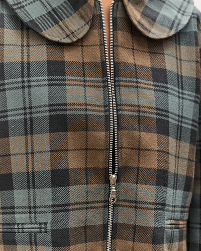 Cawley Worsted Wool Zip Up Ellie Jacket, Weathered Blues Tartan
