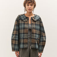 Cawley Worsted Wool Zip Up Ellie Jacket, Weathered Blues Tartan