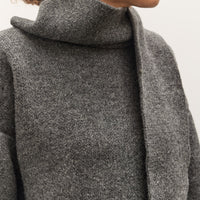 Cawley Wrap Neck Pullover Sweater, Slate