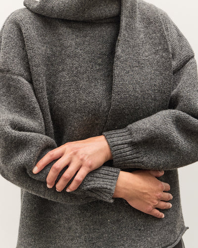Cawley Wrap Neck Pullover Sweater, Slate