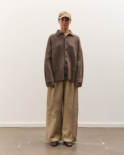 Colbo Knit Cardigan Polo, Heather Brown