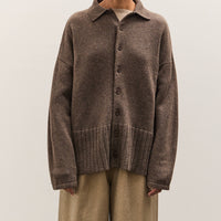Colbo Knit Cardigan Polo, Heather Brown
