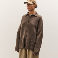 Colbo Knit Cardigan Polo, Heather Brown
