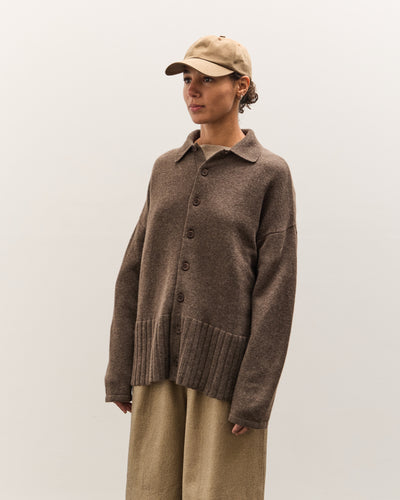 Colbo Knit Cardigan Polo, Heather Brown