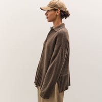 Colbo Knit Cardigan Polo, Heather Brown