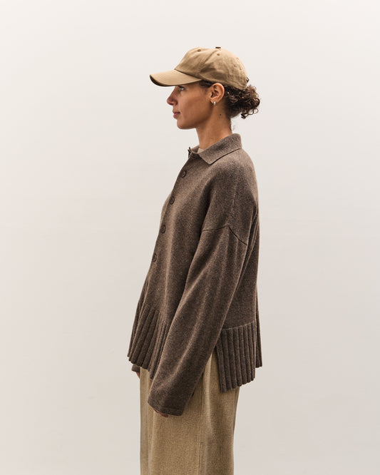 Colbo Knit Cardigan Polo, Heather Brown