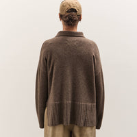 Colbo Knit Cardigan Polo, Heather Brown