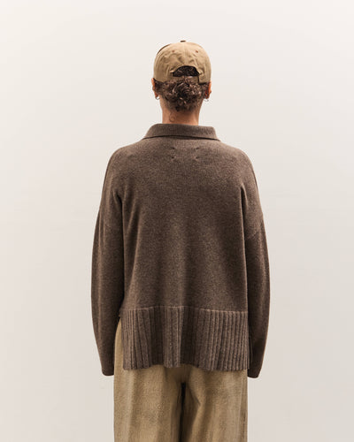 Colbo Knit Cardigan Polo, Heather Brown