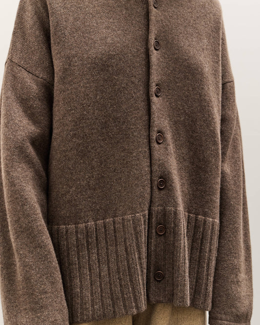 Colbo Knit Cardigan Polo, Heather Brown
