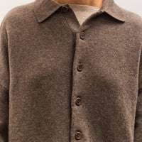 Colbo Knit Cardigan Polo, Heather Brown