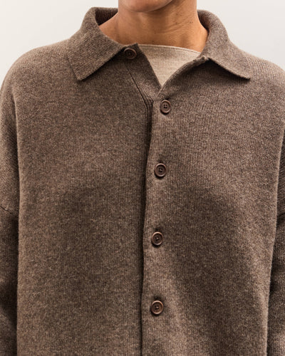 Colbo Knit Cardigan Polo, Heather Brown