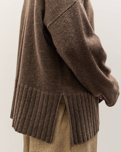 Colbo Knit Cardigan Polo, Heather Brown