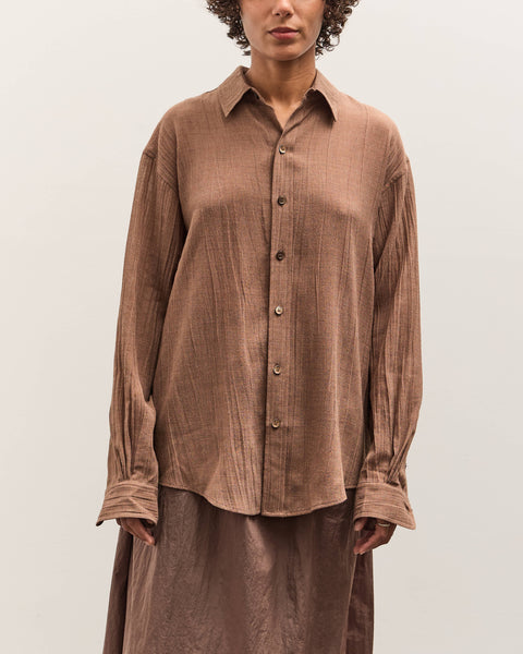 Colbo Office Shirt, Sheer Crinkled Clay – Glasswing