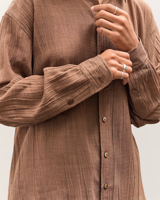 Colbo Office Shirt, Sheer Crinkled Clay