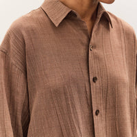 Colbo Office Shirt, Sheer Crinkled Clay