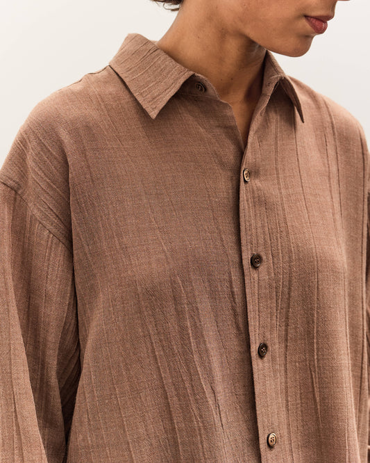 Colbo Office Shirt, Sheer Crinkled Clay