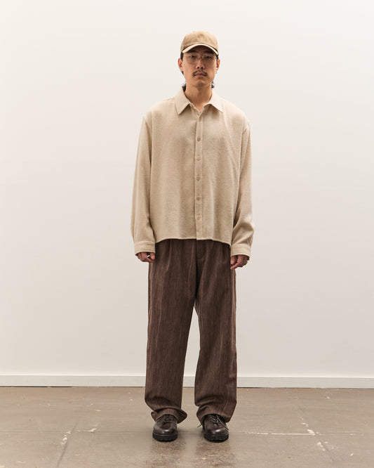 Colbo Single Pleat Pants Unisex, Washed Brown Houndstooth