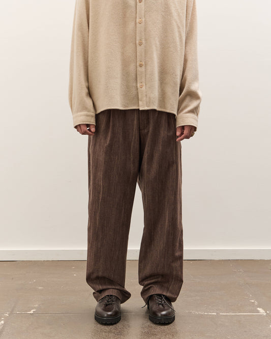 Colbo Single Pleat Pants Unisex, Washed Brown Houndstooth