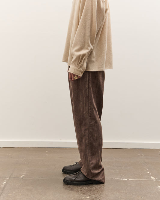 Colbo Single Pleat Pants Unisex, Washed Brown Houndstooth