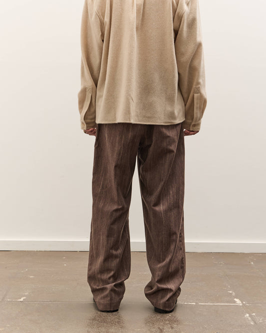 Colbo Single Pleat Pants Unisex, Washed Brown Houndstooth