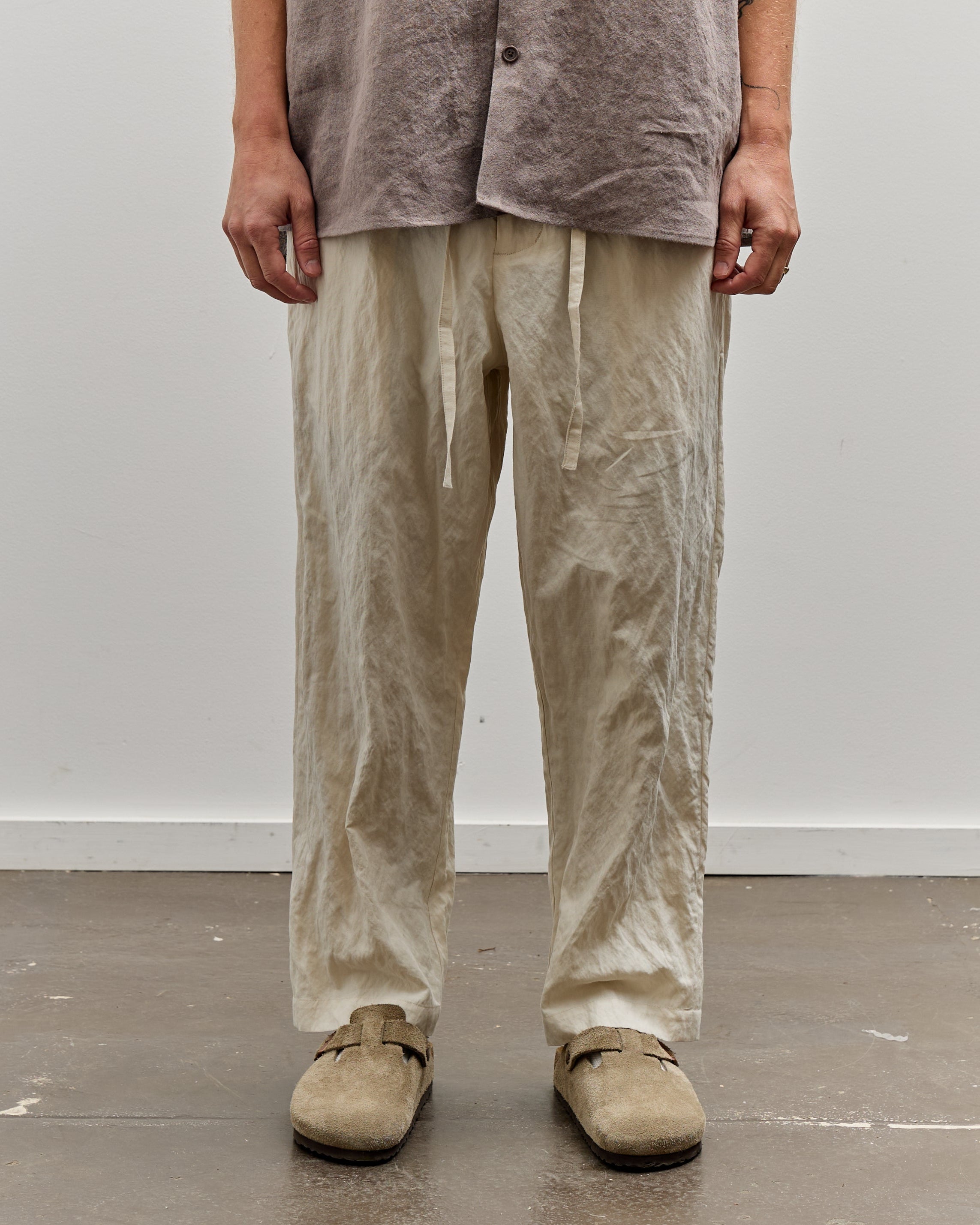 【COLOR iN ID】Embo String Trousers Colbo Unisex Draw Pants, Natural – Glasswing