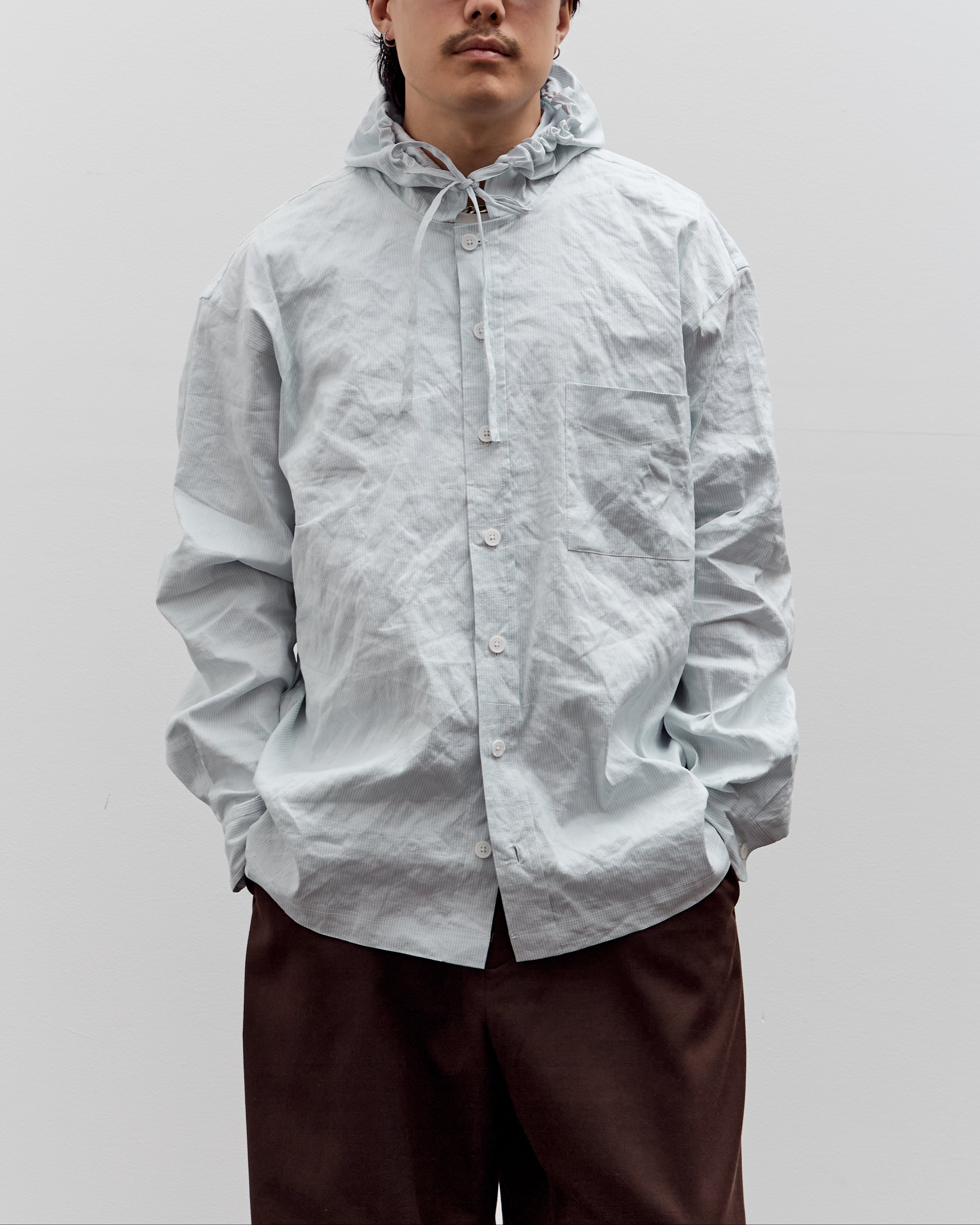 Colbo Hooded Shirt, Blue Pinstripe – Glasswing