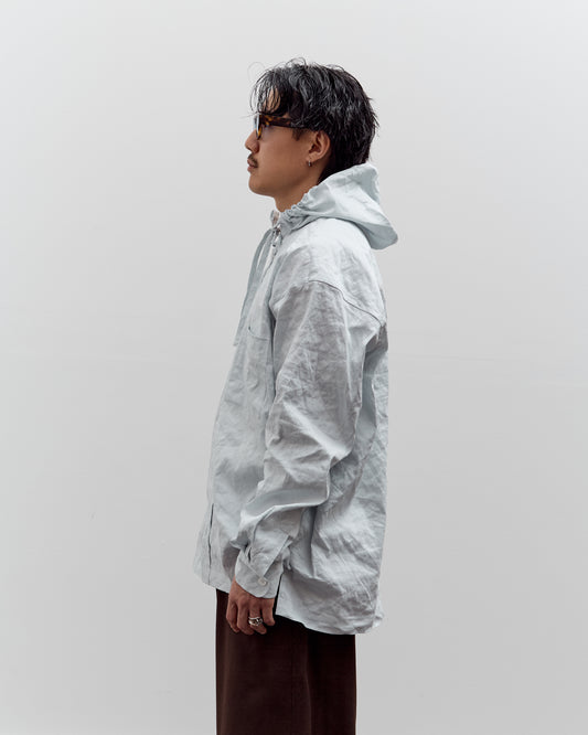 Colbo Hooded Shirt, Blue Pinstripe
