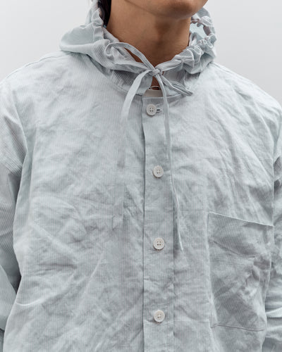 Colbo Hooded Shirt, Blue Pinstripe