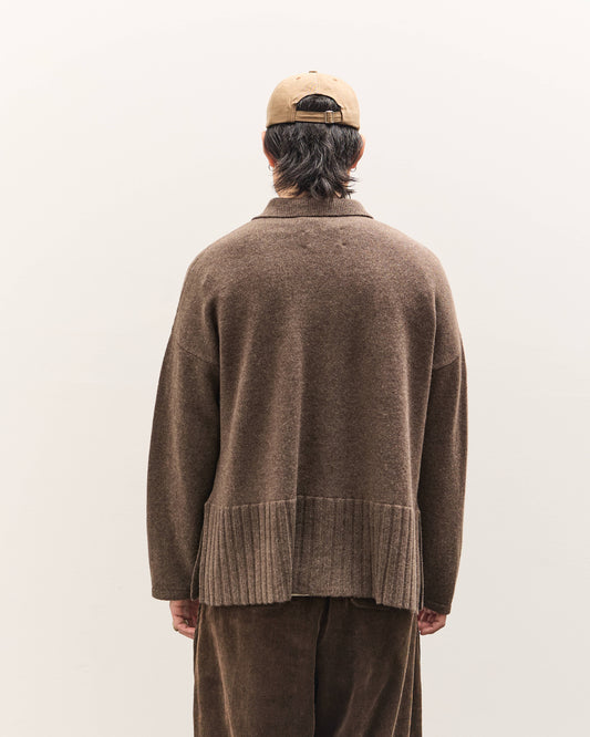 Colbo Knit Cardigan Polo Unisex, Heather Brown