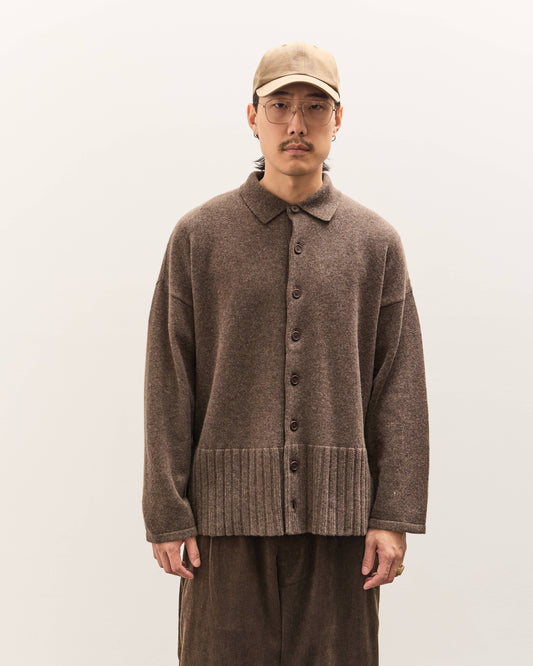 Colbo Knit Cardigan Polo Unisex, Heather Brown