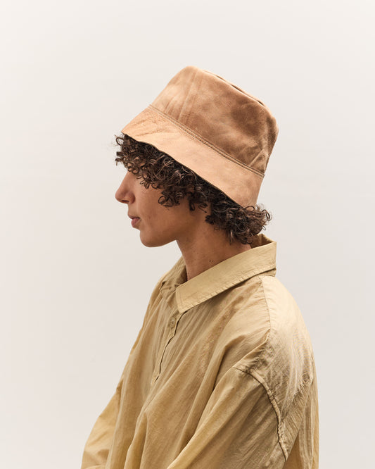 Colbo Leather Bucket Hat, Distressed Beige