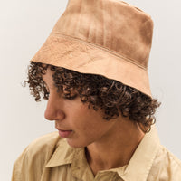 Colbo Leather Bucket Hat, Distressed Beige