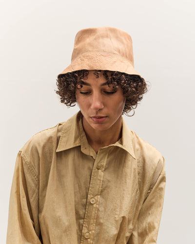 Colbo Leather Bucket Hat, Distressed Beige