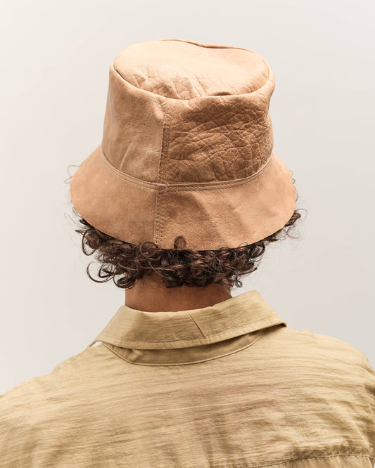 Colbo Leather Bucket Hat, Distressed Beige