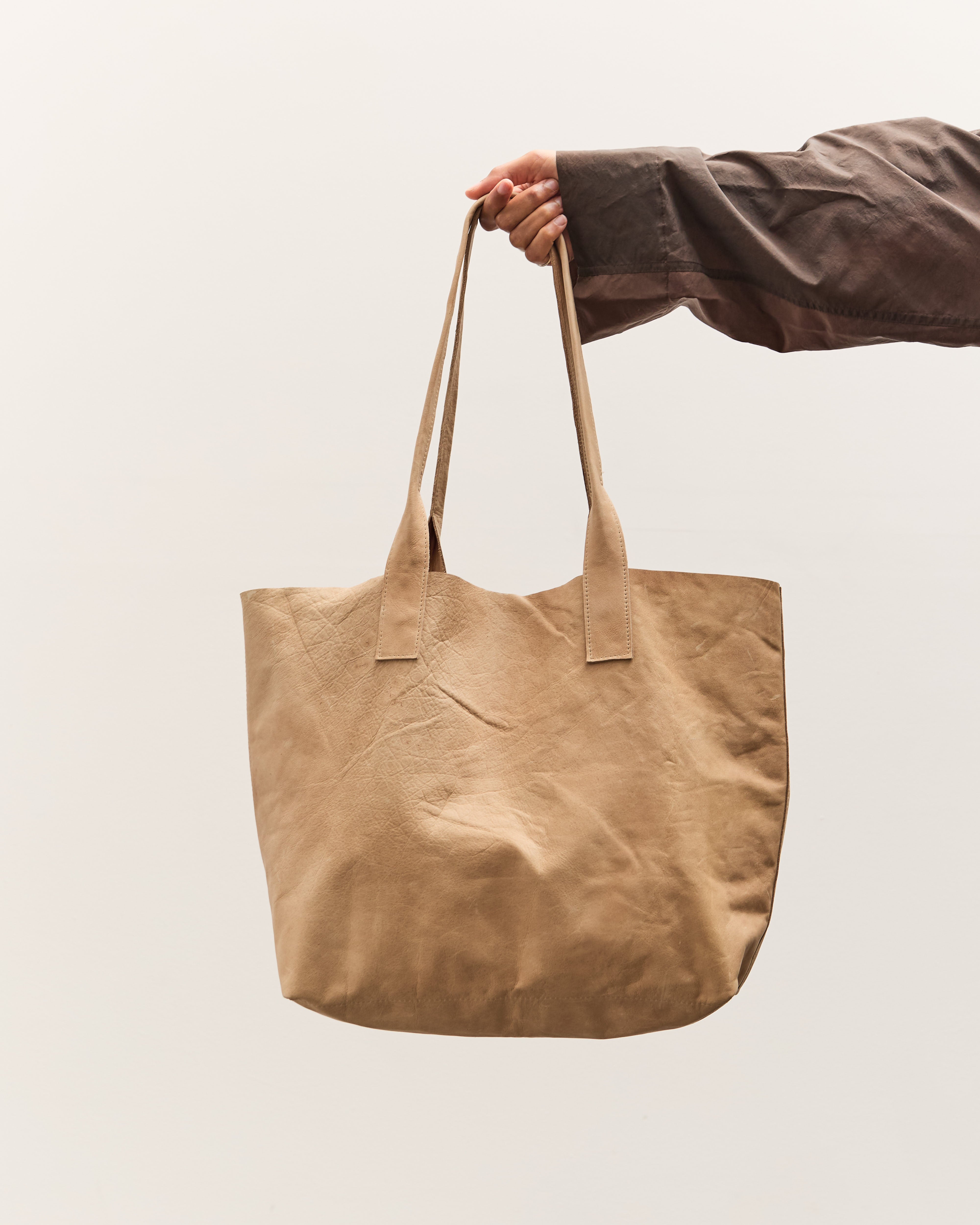 Colbo Leather Tote, Distressed Beige – Glasswing