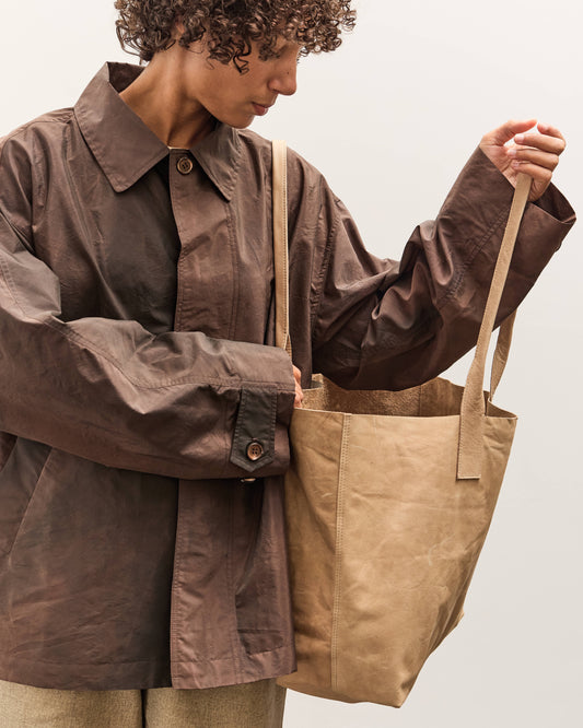 Colbo Leather Tote, Distressed Beige