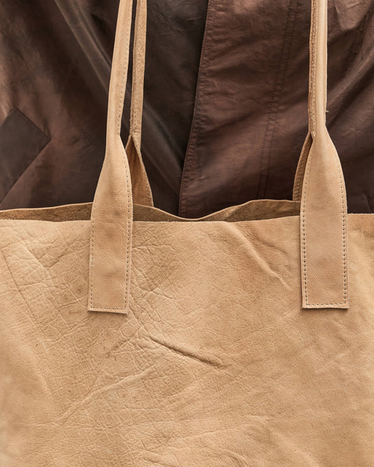 Colbo Leather Tote, Distressed Beige
