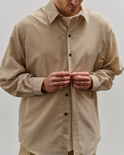 Colbo Unisex Office Shirt, Brown & Beige Strips