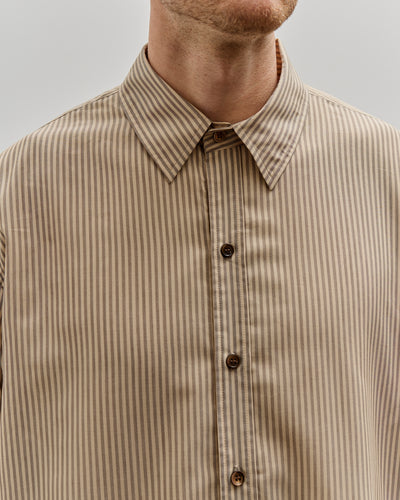 Colbo Unisex Office Shirt, Brown & Beige Strips